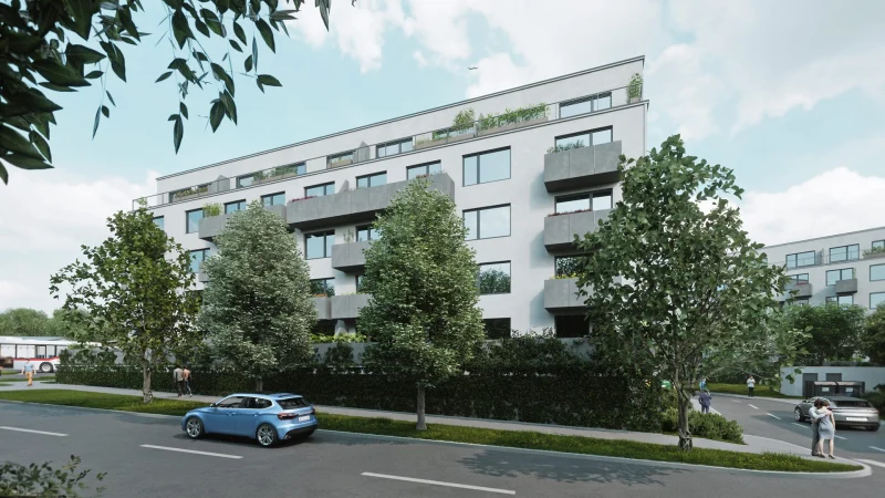 3D vizualizace bytového domu Kladno Lesík, pohled z ulice