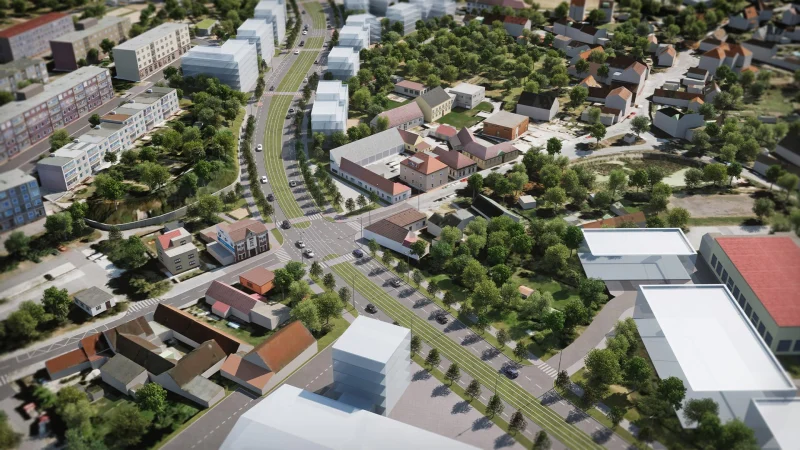 3D vizualizace Radlické radiály, napojení trasy na okolní městskou zástavbu