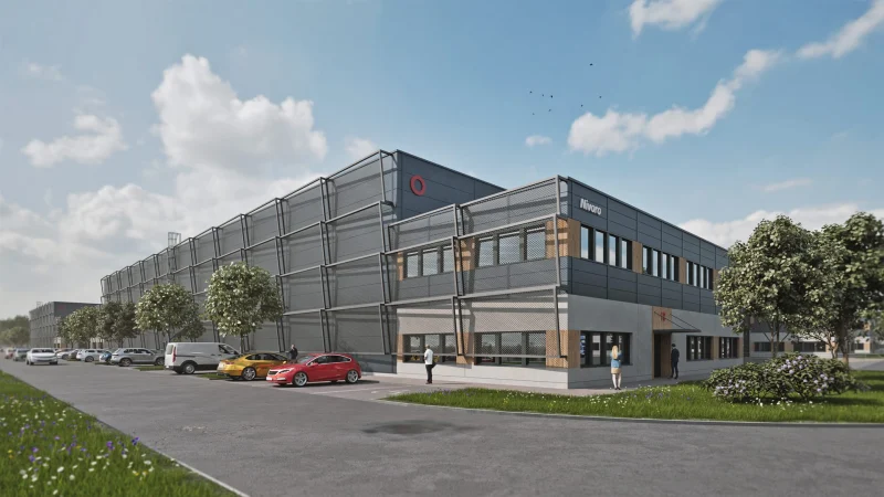 3D vizualizace vstupní části haly SEGRO Hostivice