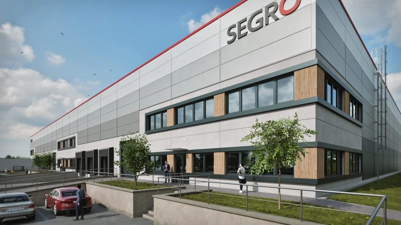 3D vizualizace startup haly SEGRO, boční pohled